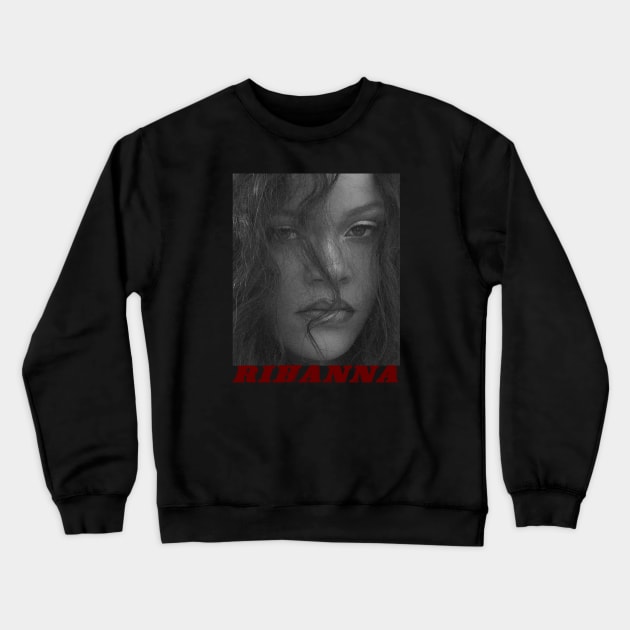 RIHANNA BLACK WHITE Crewneck Sweatshirt by nurkaymazdesing